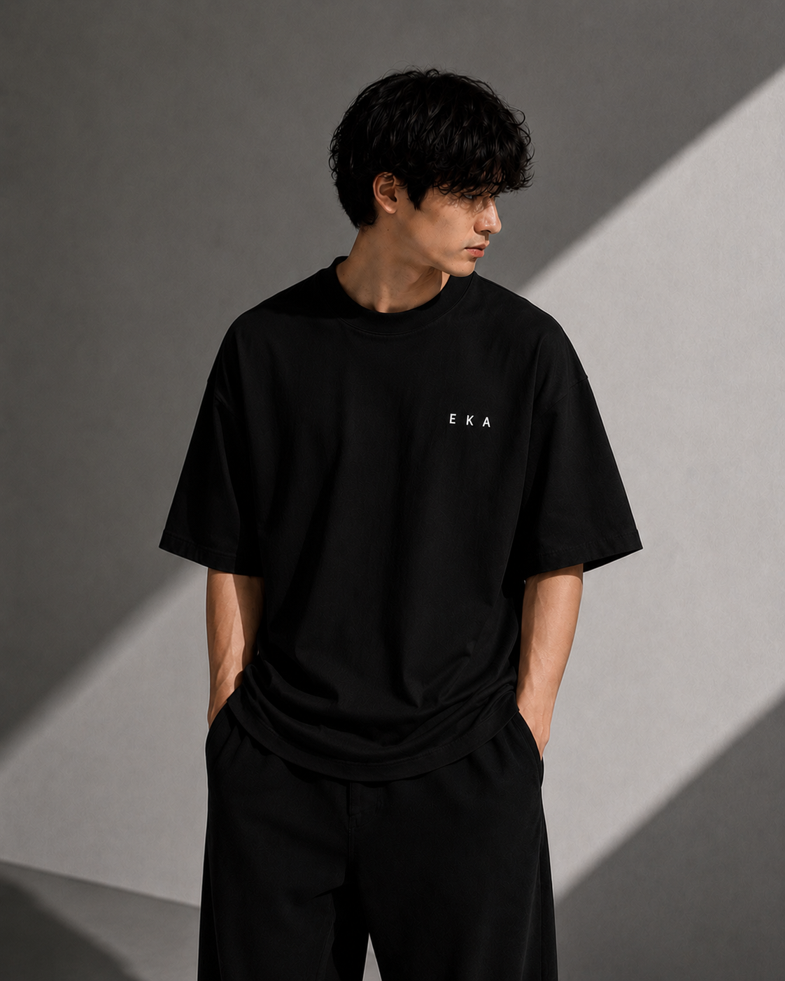 Midnight Shadow Black | 240 GSM Korean Oversized T-Shirt