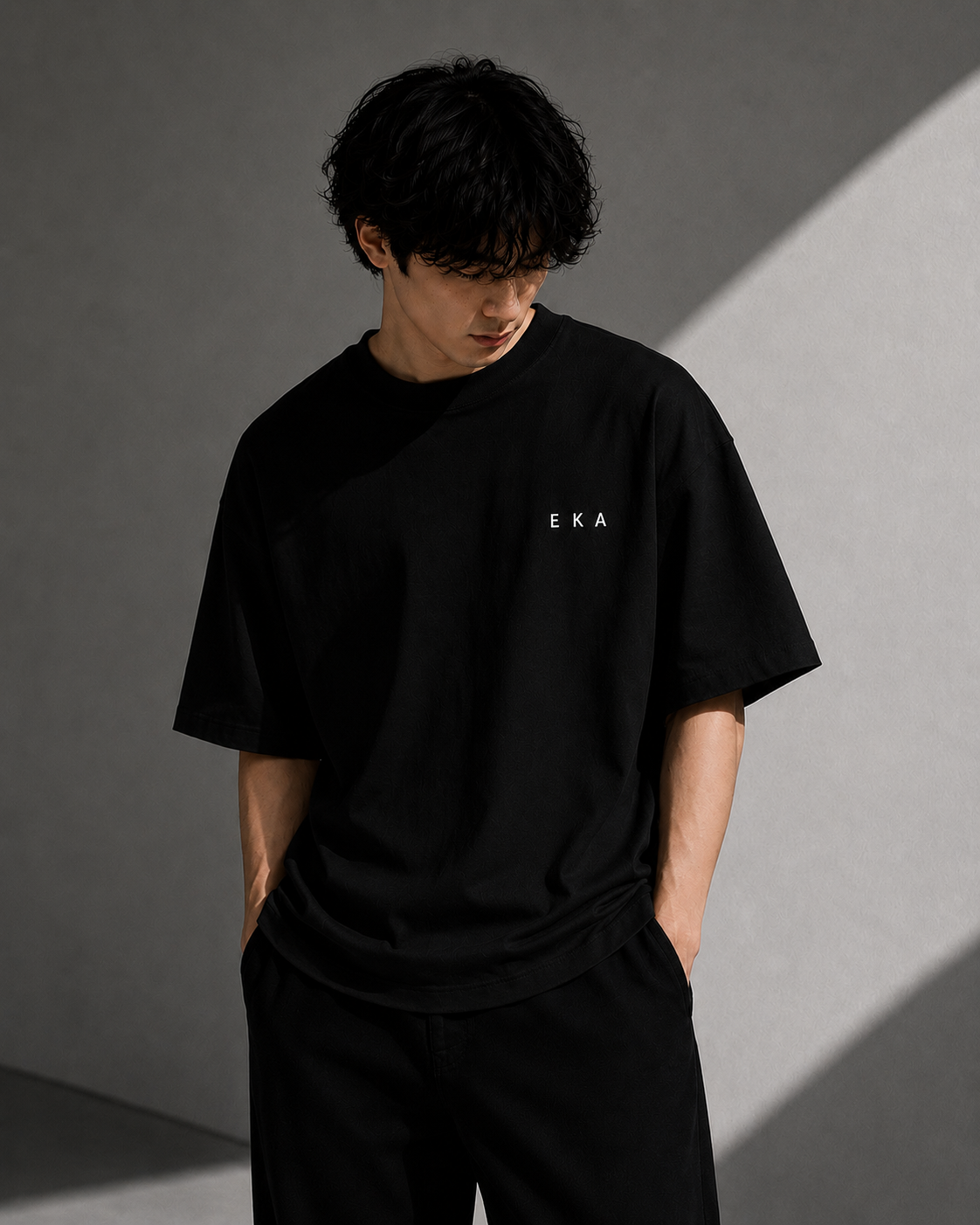 Midnight Shadow Black | 240 GSM Korean Oversized T-Shirt
