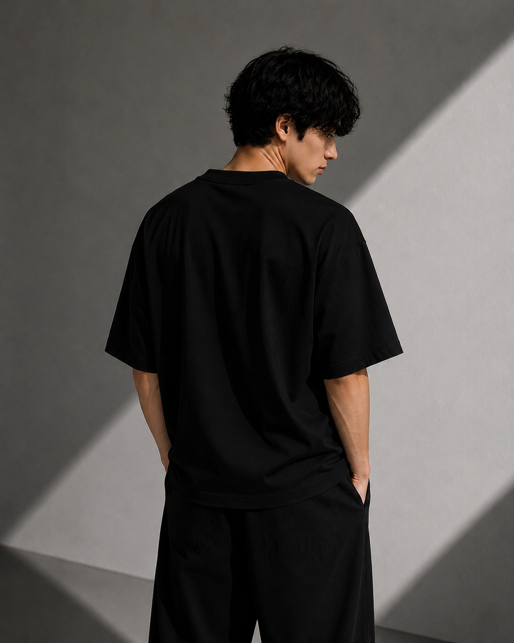 Midnight Shadow Black | 240 GSM Korean Oversized T-Shirt