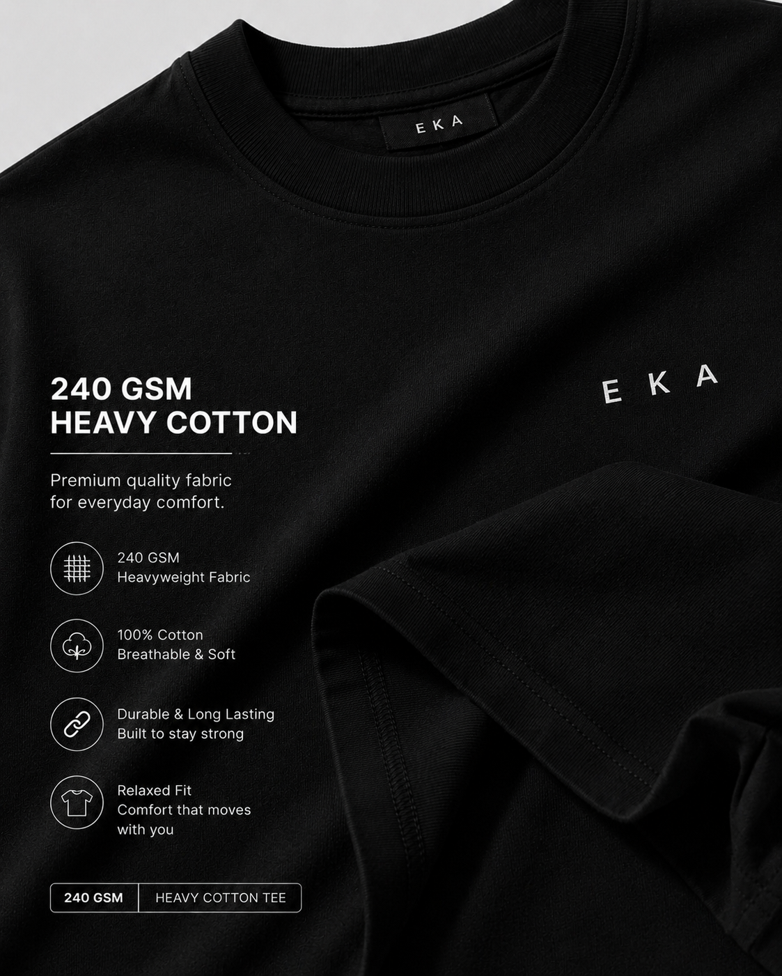 Midnight Shadow Black | 240 GSM Korean Oversized T-Shirt