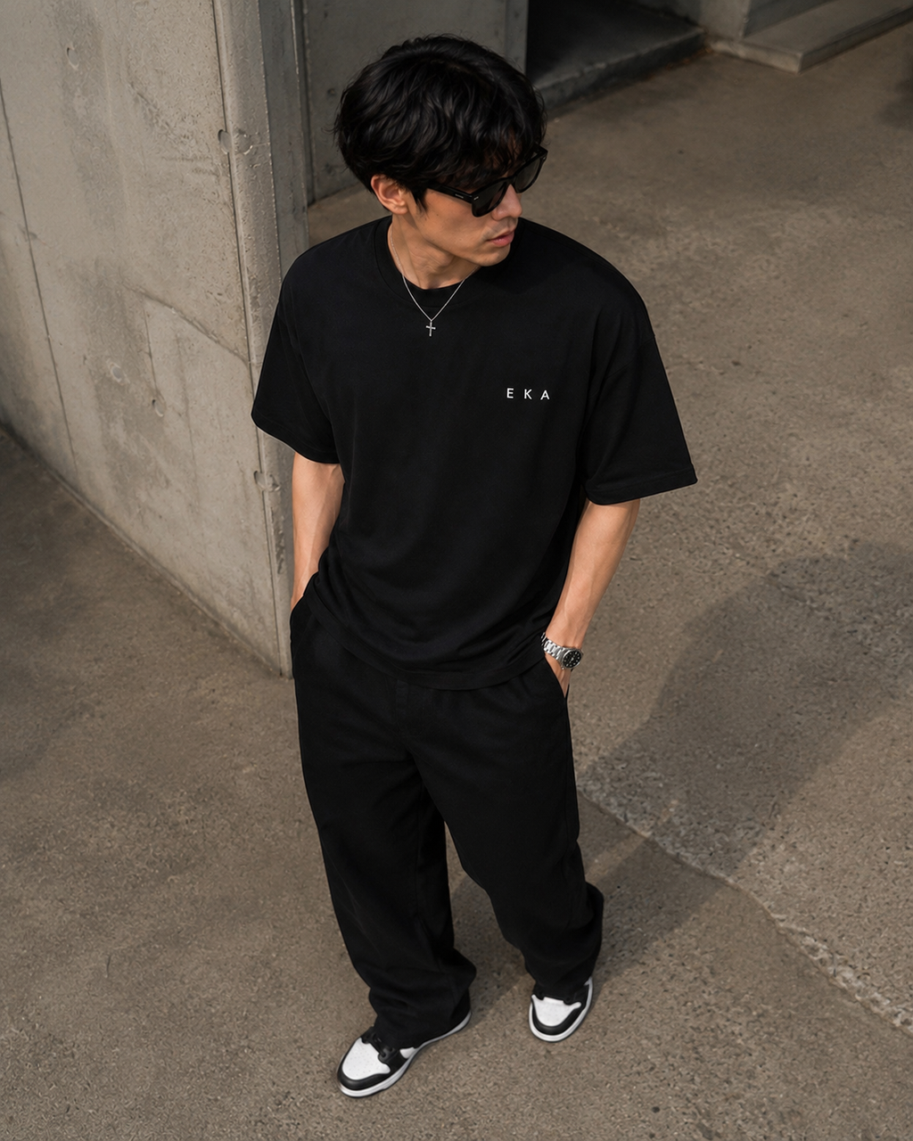 Midnight Shadow Black | 240 GSM Korean Oversized T-Shirt