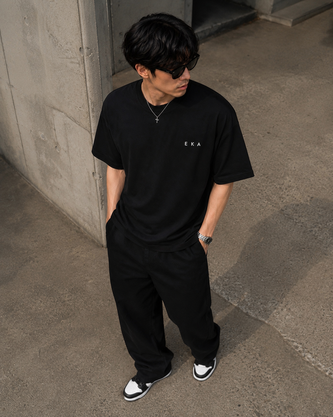 Midnight Shadow Black | 240 GSM Korean Oversized T-Shirt
