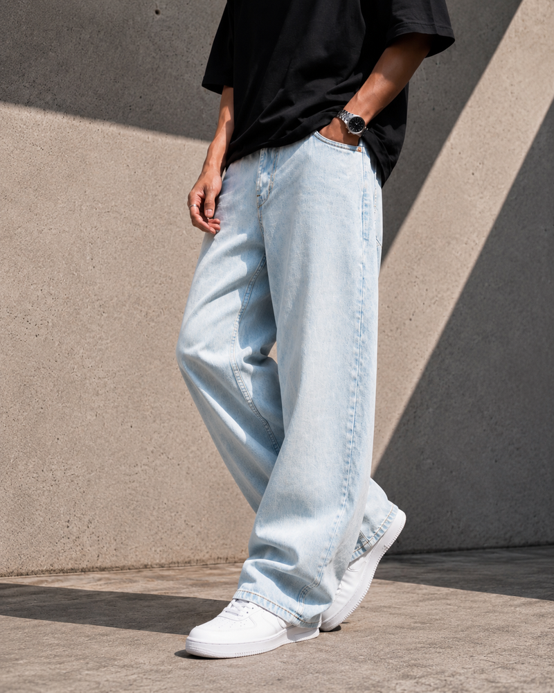 OCEAN BLUE WIDE LEG JEANS