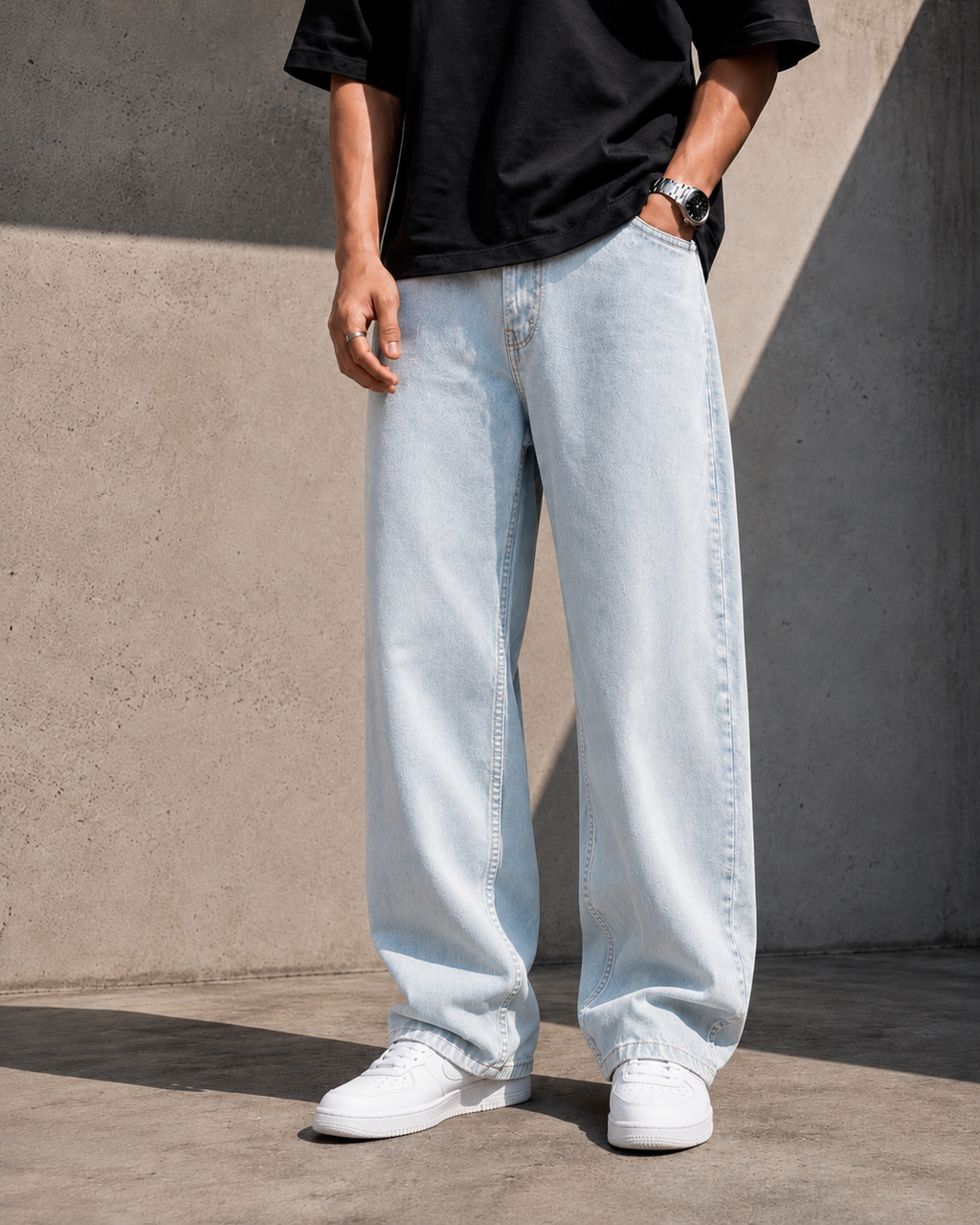 OCEAN BLUE WIDE LEG JEANS