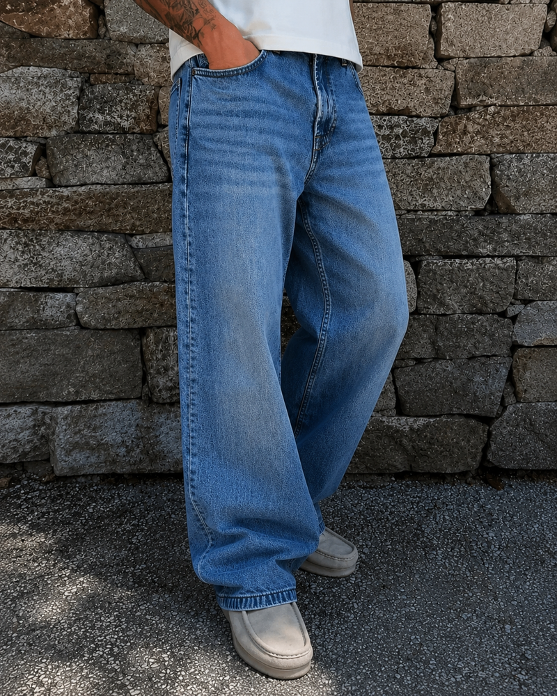 BASE BLUE WIDE LEG JEANS