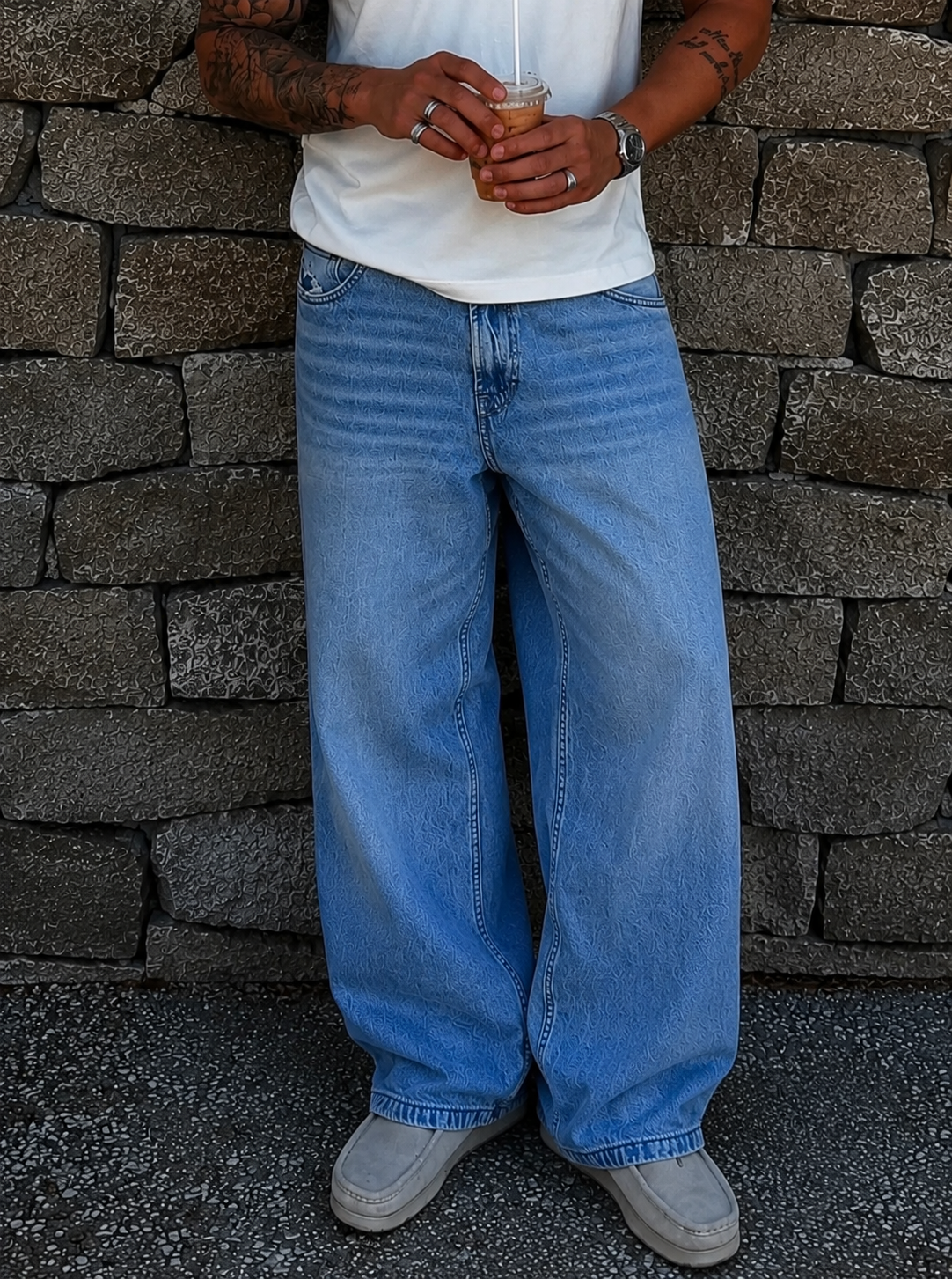 BASE BLUE WIDE LEG JEANS